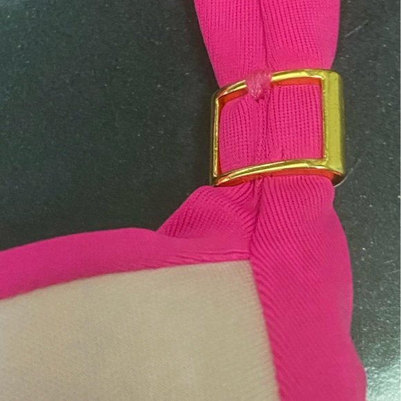 EUC 34A Push-Up Halter Tie Smart & Sexy Bikini Top Neon Hot Pink Bra Adj Band - Picture 7 of 11